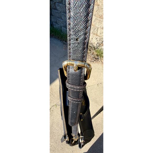 MCM Black Leather Top Handle Satchel Crossbody Bag | Authentic - Picture 5 of 9